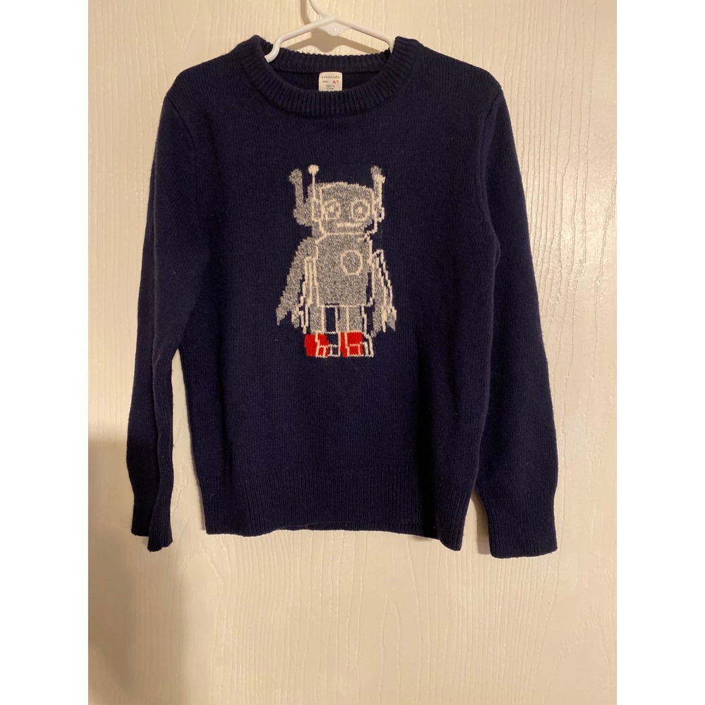 Crewcuts J.Crew Boys Navy Blue Wool Alpaca Blend Robot Intarsia Sweater 6/7
770